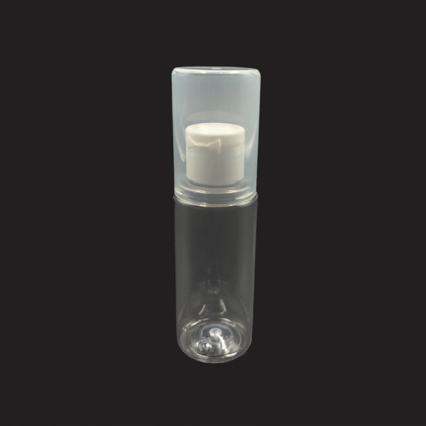 100ML PET ROUND BOTTLE WITH FTP CAP + OVER CAP
